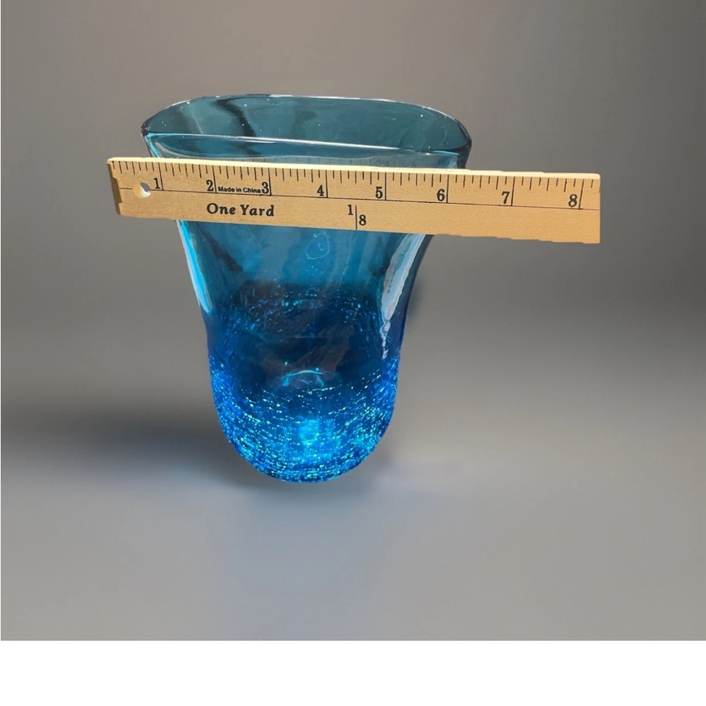 🔥 Vintage Crackle Glass Vase Handblown Art Glass - Picture 5 of 7